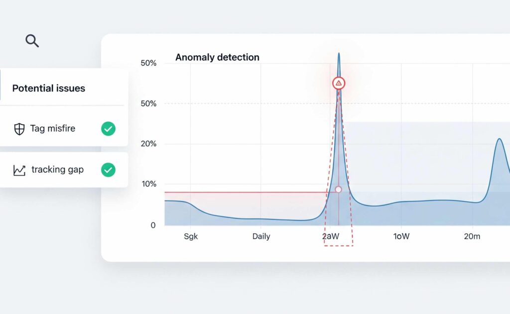 Dashboard with auto-detection of anomalies and tracking issues