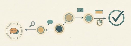 Touchpoints closer to conversion shown bigger to emphasize recency.