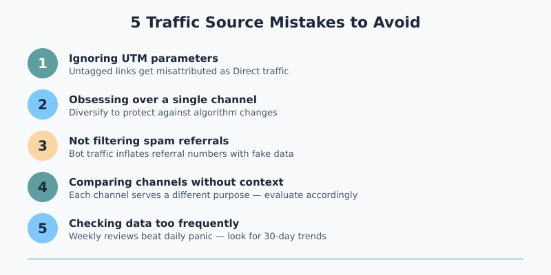 GA4 traffic sources common mistakes infographic